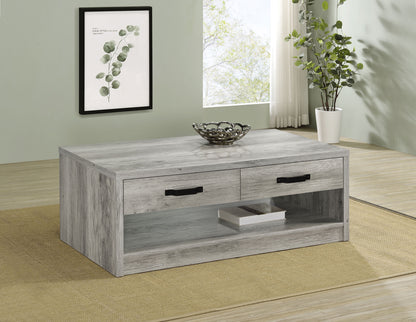 Draco 2-drawer Engineered Wood Coffee Table Grey DriftwoodGrey Driftwood