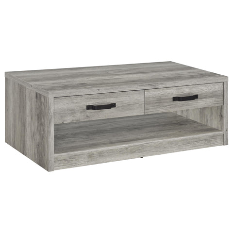 Draco 2-drawer Engineered Wood Coffee Table Grey DriftwoodGrey Driftwood