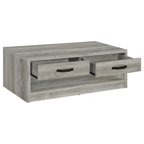 Draco 2-drawer Engineered Wood Coffee Table Grey DriftwoodGrey Driftwood