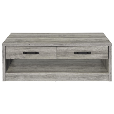 Draco 2-drawer Engineered Wood Coffee Table Grey DriftwoodGrey Driftwood