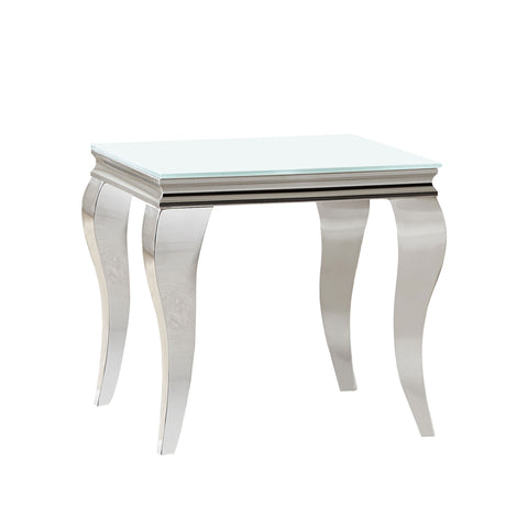 Keene Square End Table White and ChromeWhite