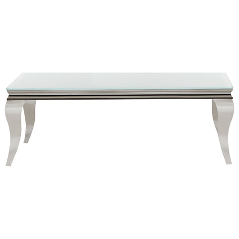Keene Rectangular Glass Top Coffee Table White and ChromeWhite