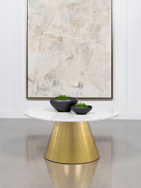 Rowena Round Marble Top Stainless Steel Coffee Table WhiteWhite Marble
