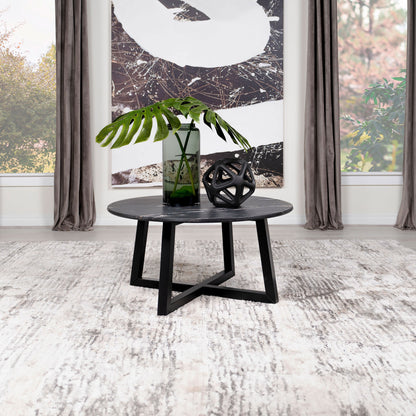 Cota Round Marble-like SmartTop Coffee Table BlackBlack