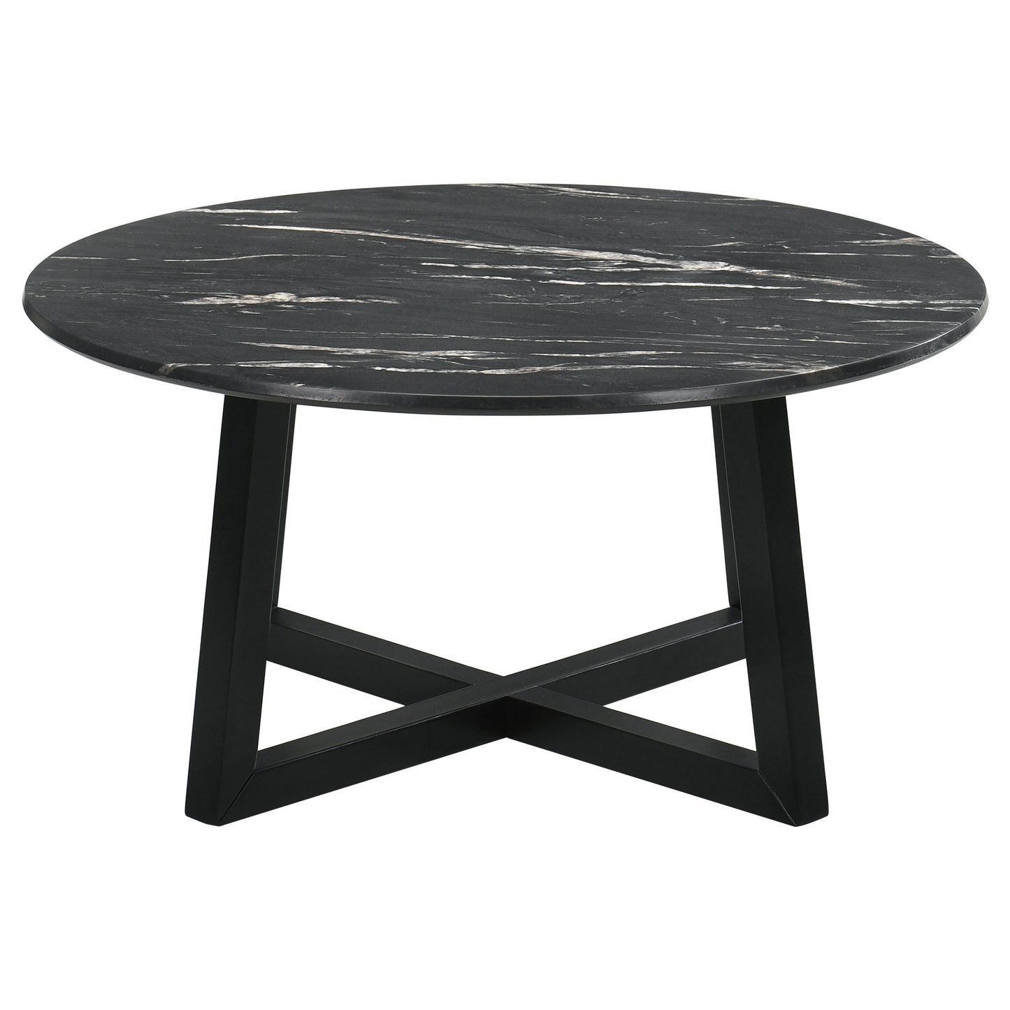 cota round marble-like smarttop coffee table blackblack
