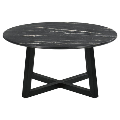 Cota Round Marble-like SmartTop Coffee Table BlackBlack