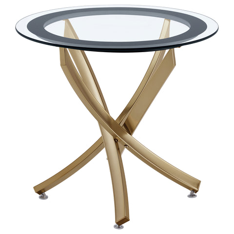Marina Round Glass Top Side End Table Metal Base BrassRose Brass