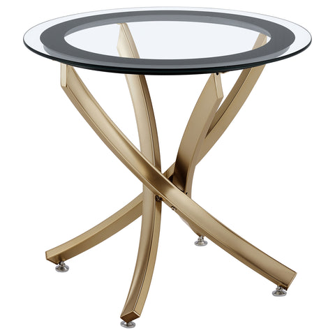 Marina Round Glass Top Side End Table Metal Base BrassRose Brass