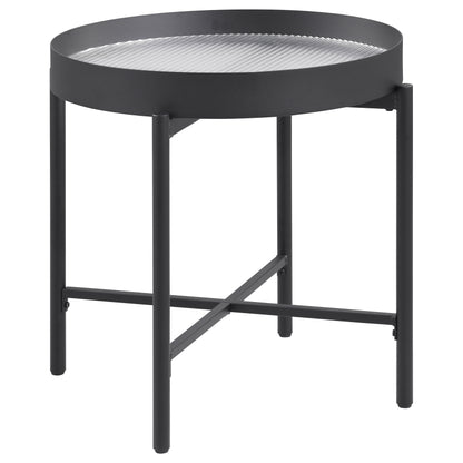 Seraphina Round End Side Table with Recessed Top Sandy Black