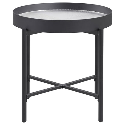 Seraphina Round End Side Table with Recessed Top Sandy Black