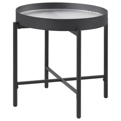 Seraphina Round End Side Table with Recessed Top Sandy Black