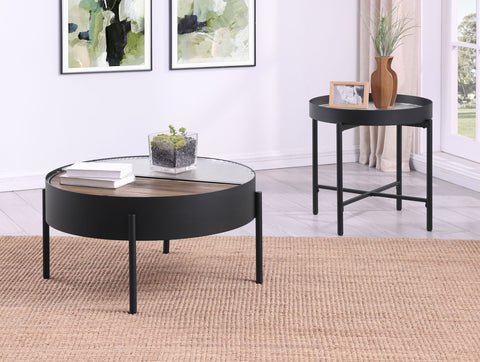 Seraphina 2-piece Round Coffee and End Table Set Sandy Black