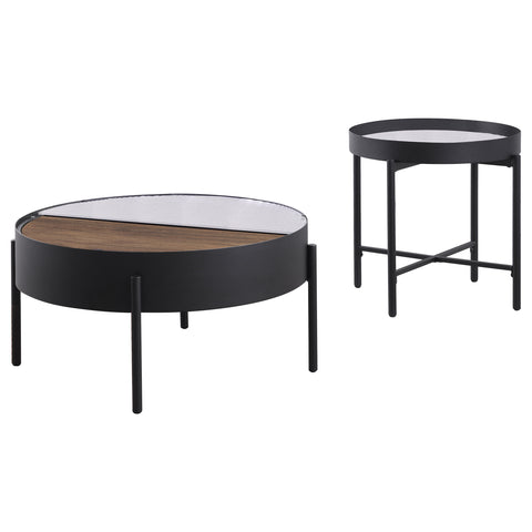 Seraphina 2-piece Round Coffee and End Table Set Sandy Black