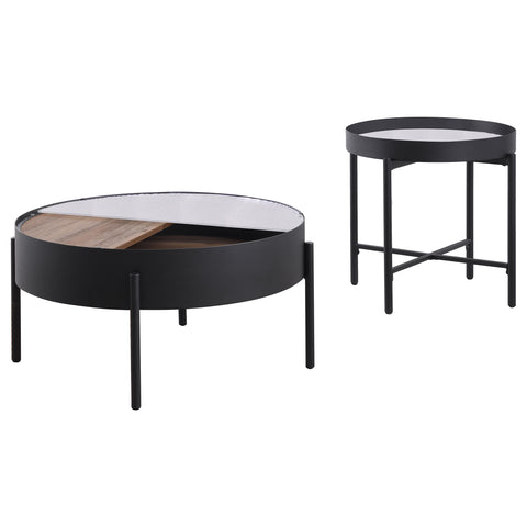 Seraphina 2-piece Round Coffee and End Table Set Sandy Black
