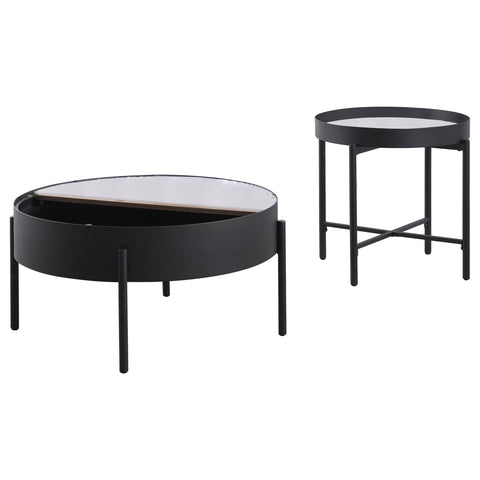 Seraphina 2-piece Round Coffee and End Table Set Sandy Black