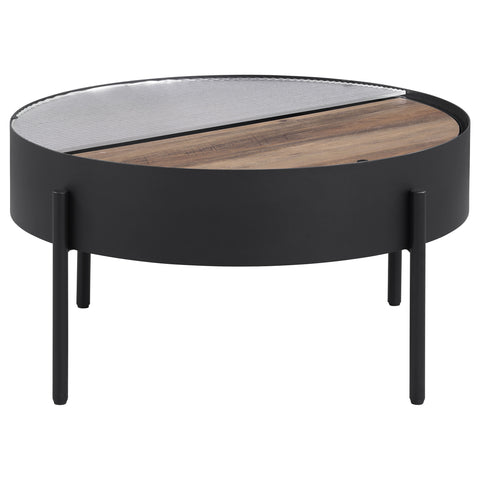 Seraphina Round Coffee Table with Hidden Storage Sandy Black