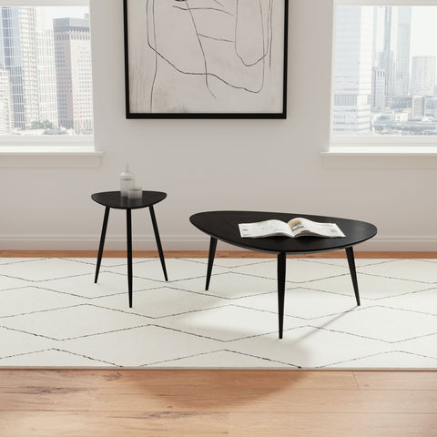 Elmbrook 2-piece Triangular Coffee and End Table Set Black