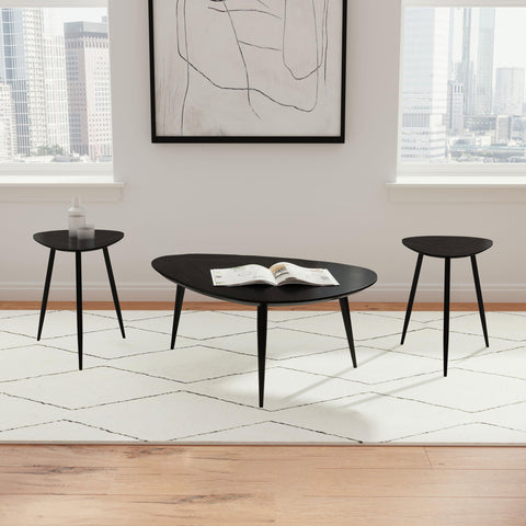 Elmbrook 3-piece Triangular Coffee and End Table Set Black