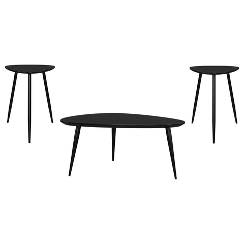 Elmbrook 3-piece Triangular Coffee and End Table Set Black
