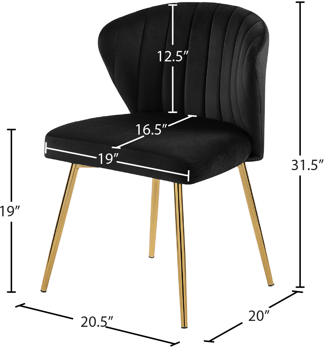 geri black velvet dining chair black