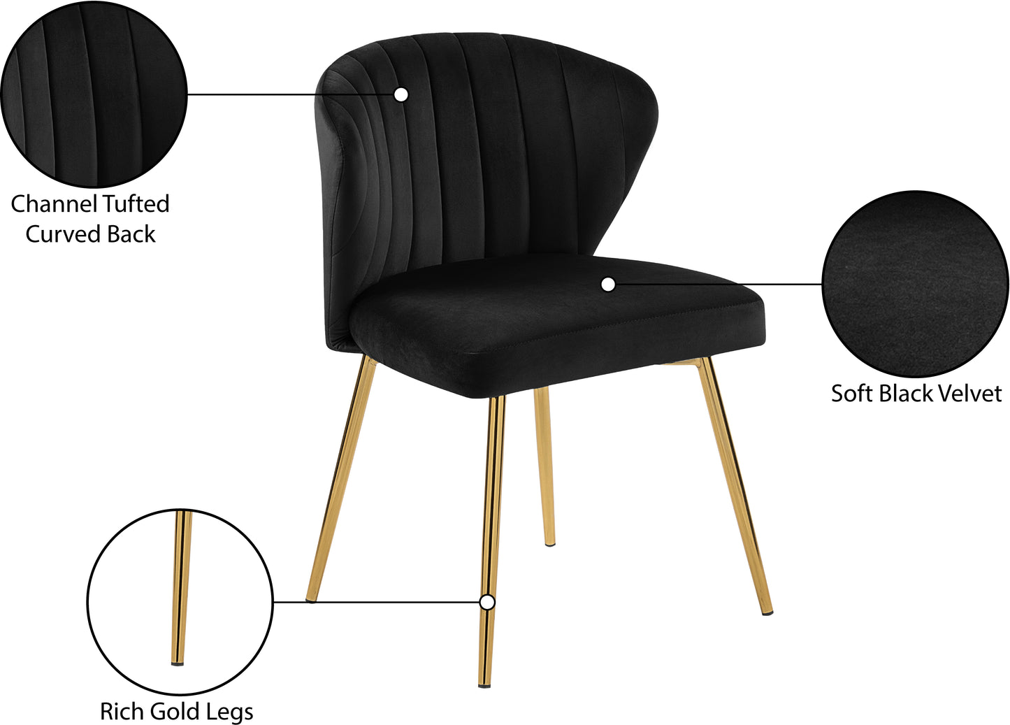 geri black velvet dining chair black