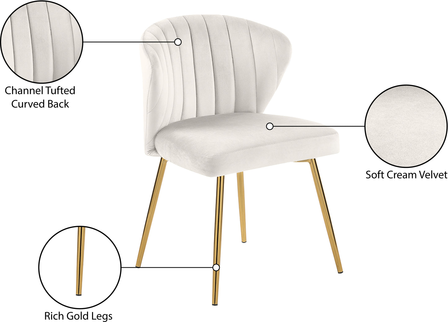 geri cream velvet dining chair cream