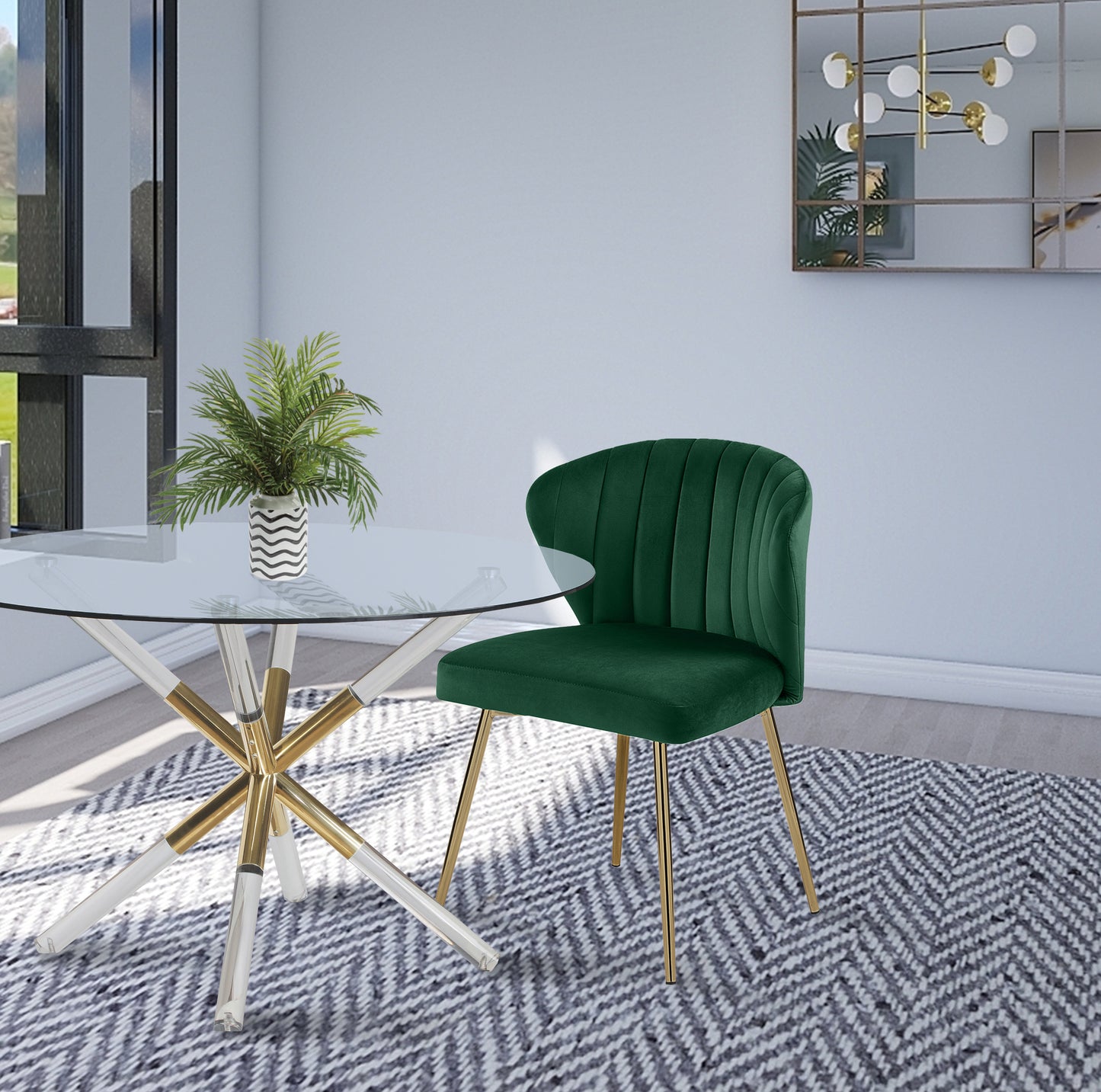 geri green velvet dining chair green