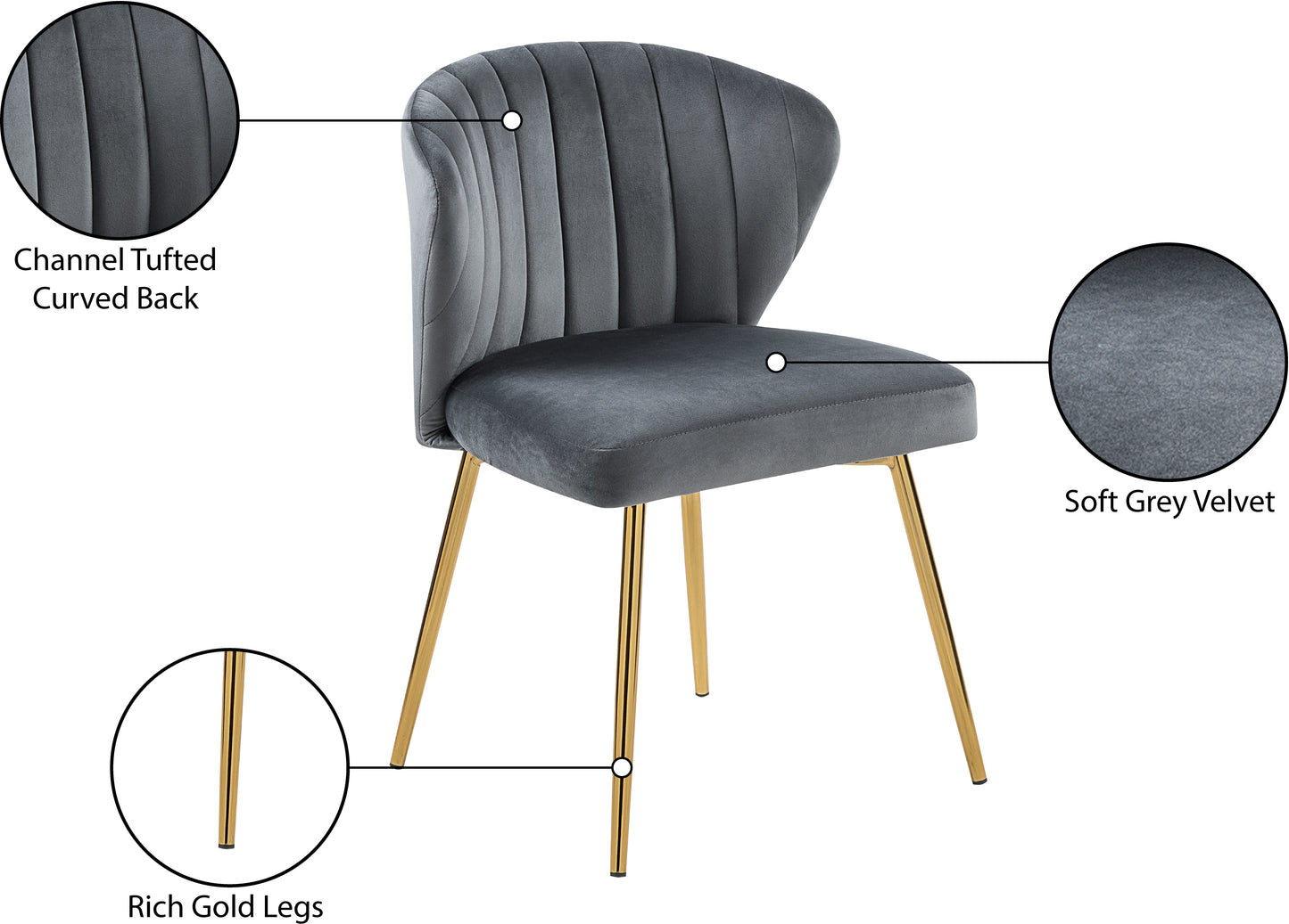 geri grey velvet dining chair grey