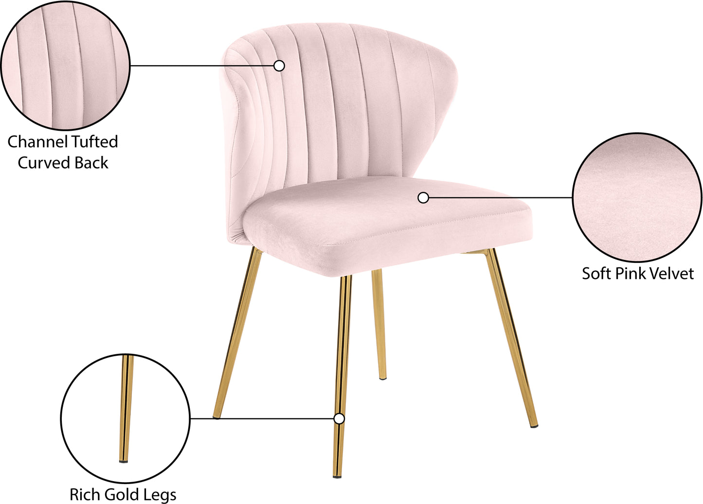 geri pink velvet dining chair pink