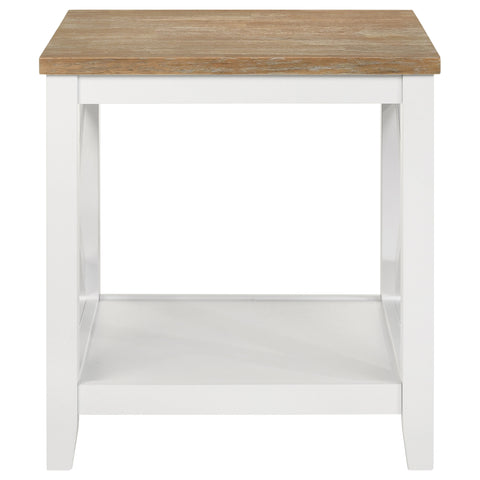 Ingrid Square Wood End Table With Shelf Brown and WhiteWhite