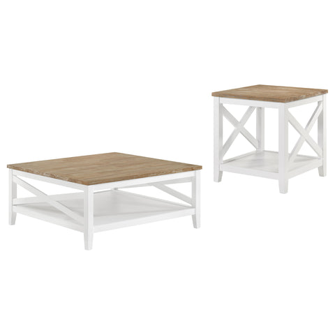 Haidera 2-piece Square Coffee and End Table Set White