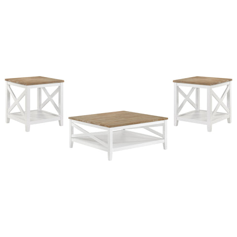 Haidera 3-piece Square Coffee and End Table Set White