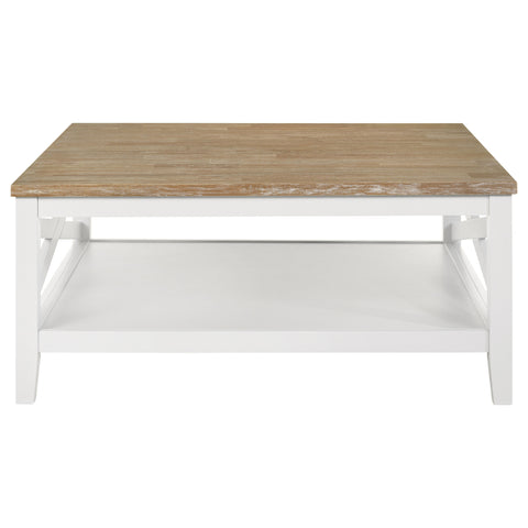 Ingrid Square Wood Coffee Table With Shelf Brown and WhiteWhite