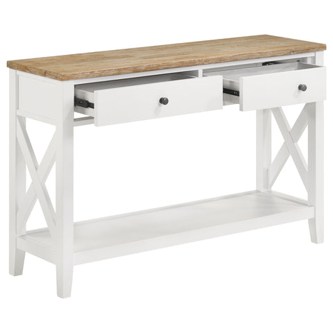 Ingrid 2-drawer Wood Entryway Console Table Brown and WhiteWhite