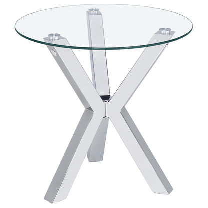Toga Round Tempered Glass Top End Side Table Chrome