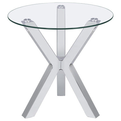 Toga Round Tempered Glass Top End Side Table Chrome