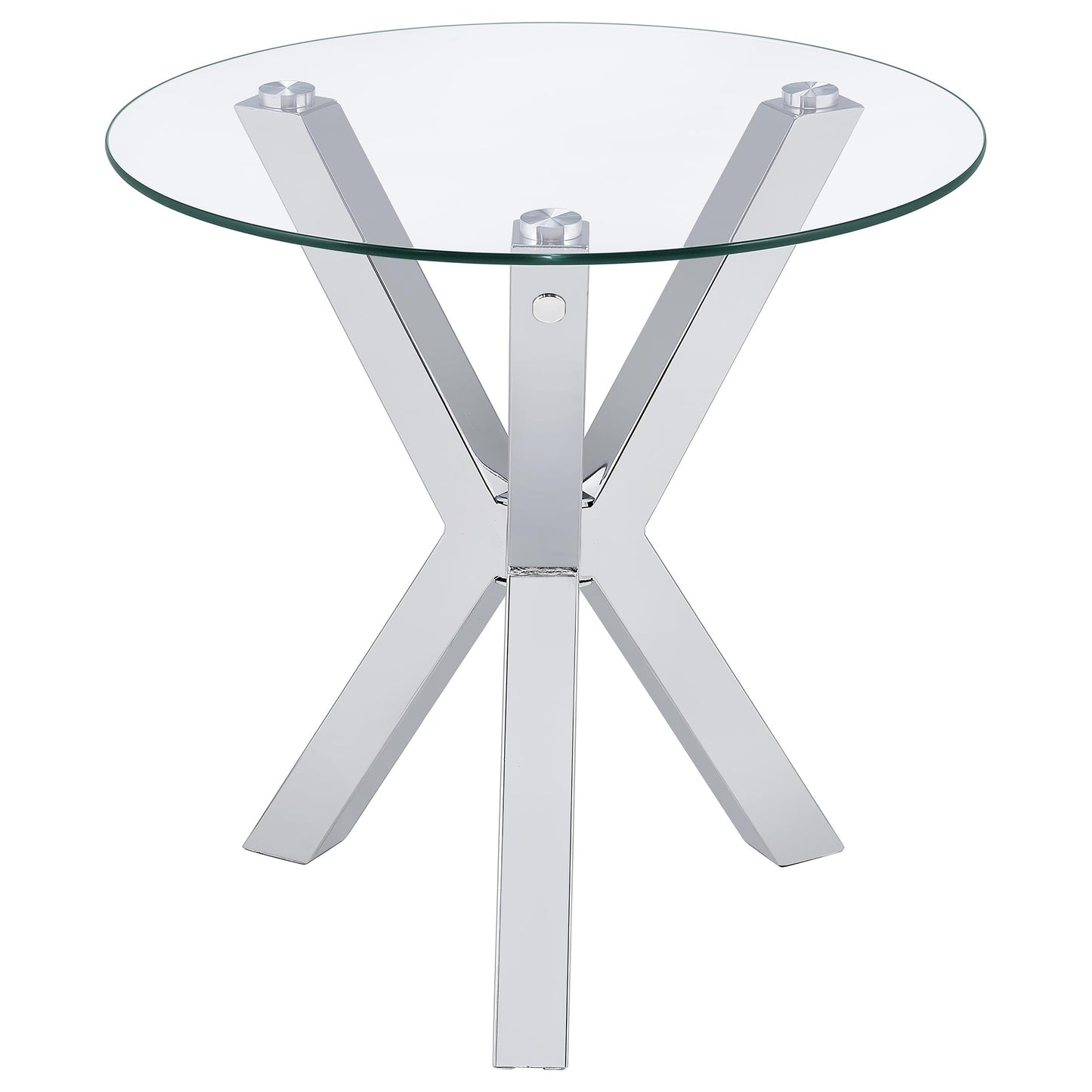 toga round tempered glass top end side table chrome