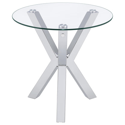 Toga Round Tempered Glass Top End Side Table Chrome