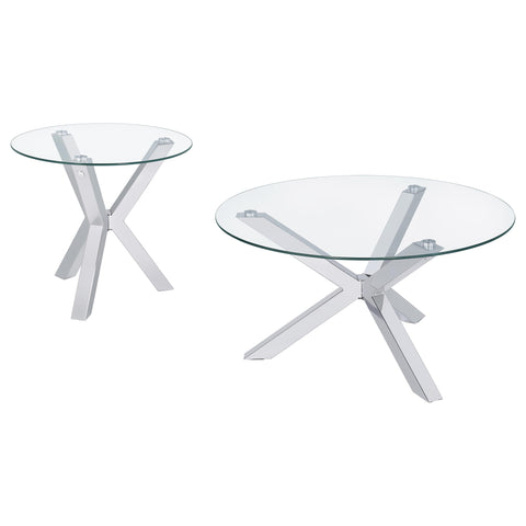 Toga 2-piece Round Coffee and End Table Set Chrome