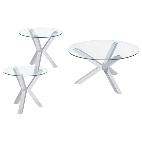 Toga 3-piece Round Coffee and End Table Set Chrome