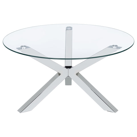 Toga Round Tempered Glass Top Cocktail Coffee Table Chrome