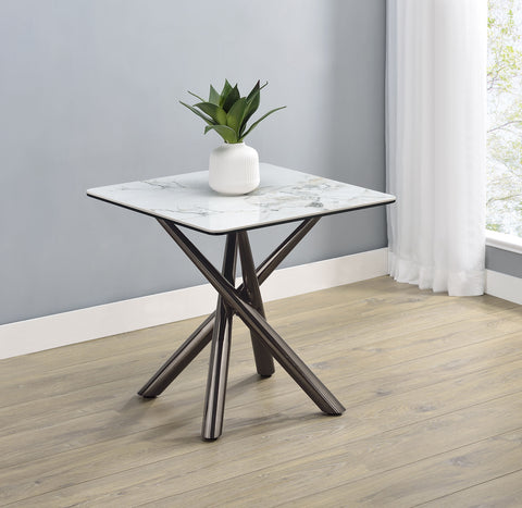 Aisha Square Sintered Stone End Side Table Mirage White