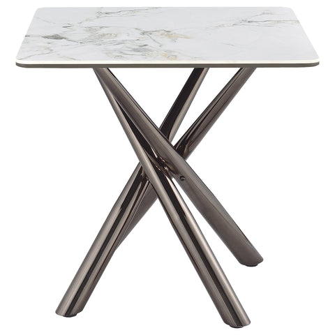Aisha Square Sintered Stone End Side Table Mirage White