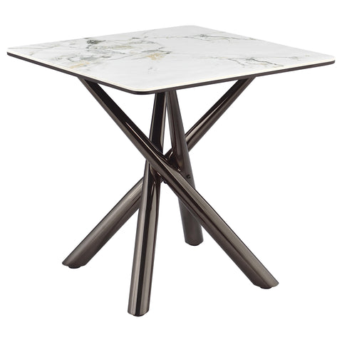 Aisha Square Sintered Stone End Side Table Mirage White