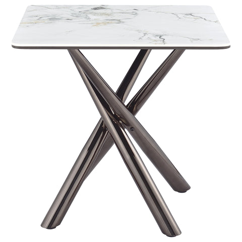 Aisha Square Sintered Stone End Side Table Mirage White