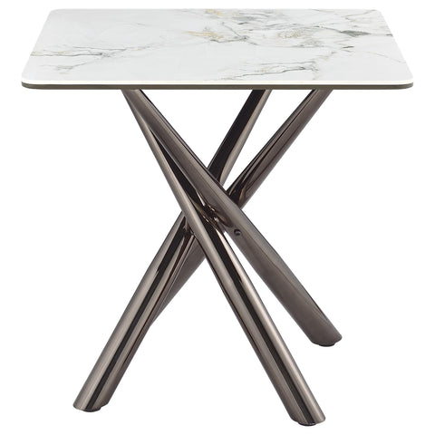 Aisha Square Sintered Stone End Side Table Mirage White