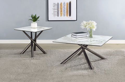 Aisha 2-piece Square Coffee and End Table Set Mirage White
