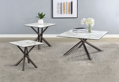 Aisha 3-piece Square Coffee and End Table Set Mirage White