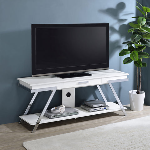 Leon 1-drawer Wood 60" TV Stand White High GlossWhite High Gloss