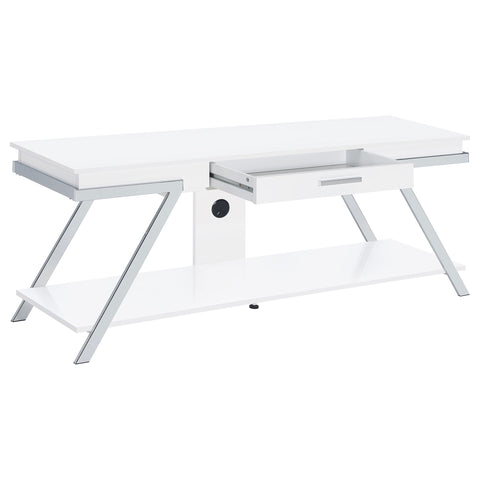 Leon 1-drawer Wood 60" TV Stand White High GlossWhite High Gloss